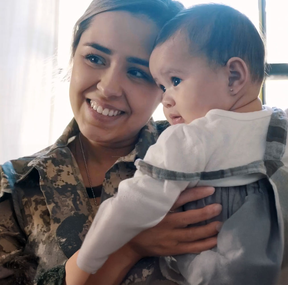 military with child